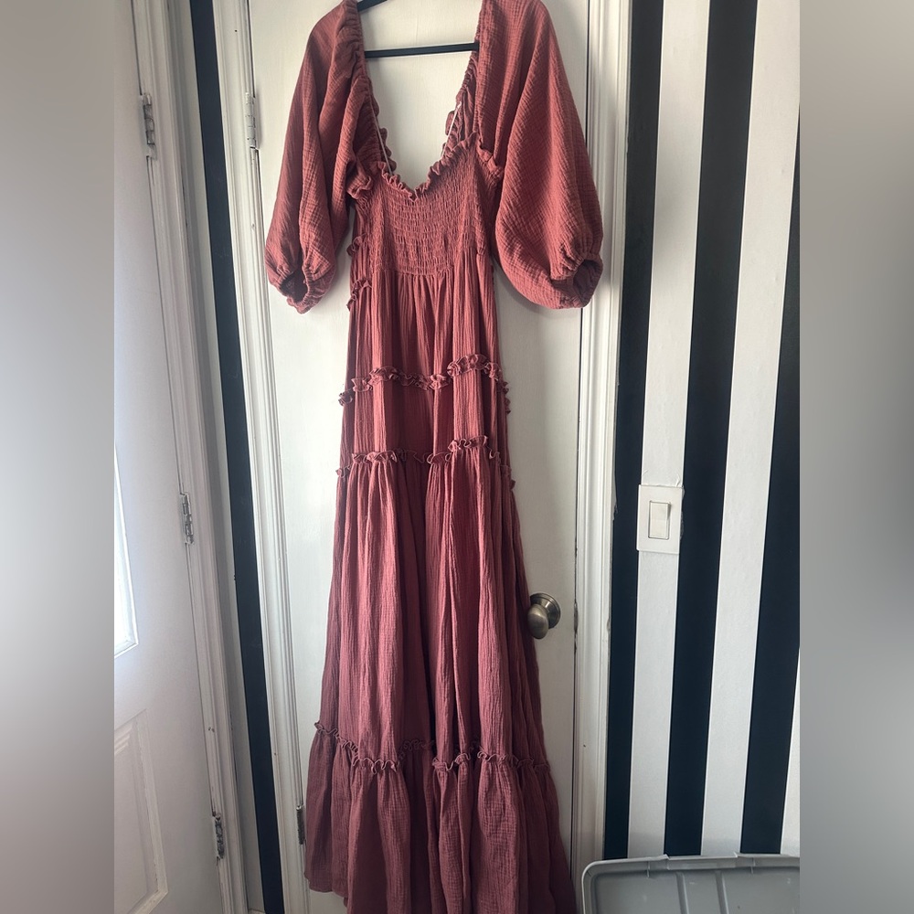 Zebubeyou Etsy One Size Fits All Mauve Ruffled Maxi Dress - Picture 4 of 5